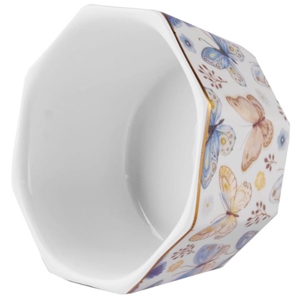 Ceramic paper clip or pin holder with butterflies and gold trim NWT - Picture 3 of 6